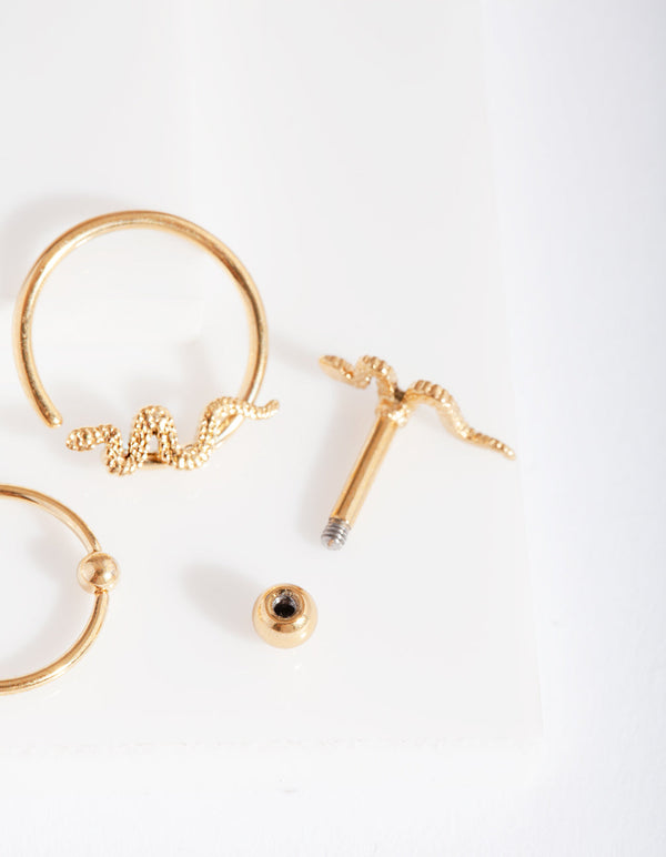 Gold Snake Earring 3 Pack