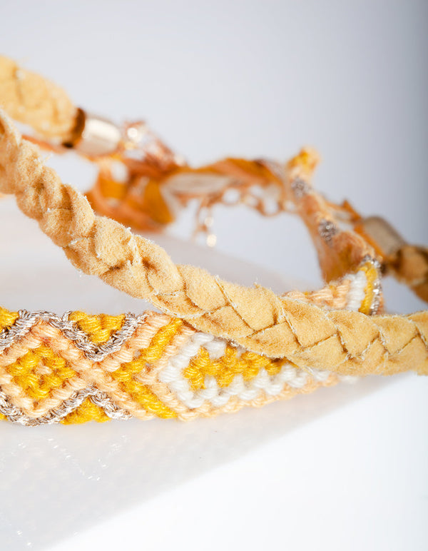 Gold Yellow Friendship Bracelet 10 Pack