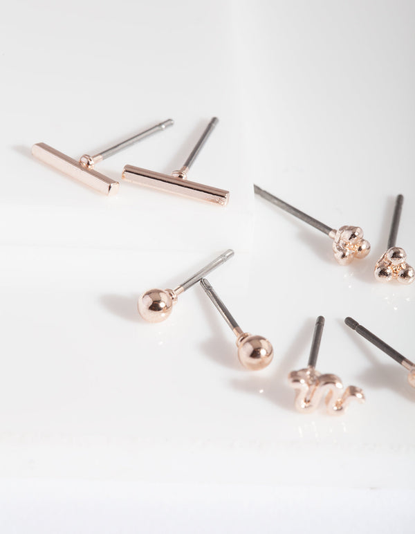Rose Gold Snake Mix Earring 5 Pack