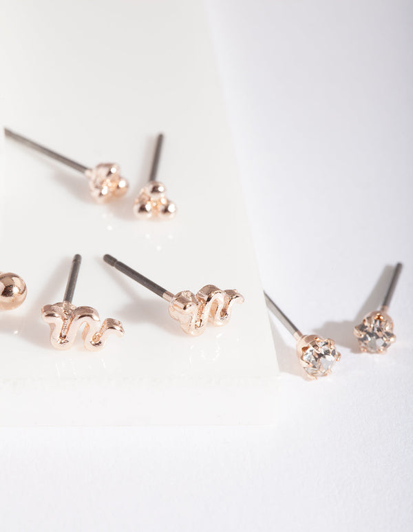 Rose Gold Snake Mix Earring 5 Pack