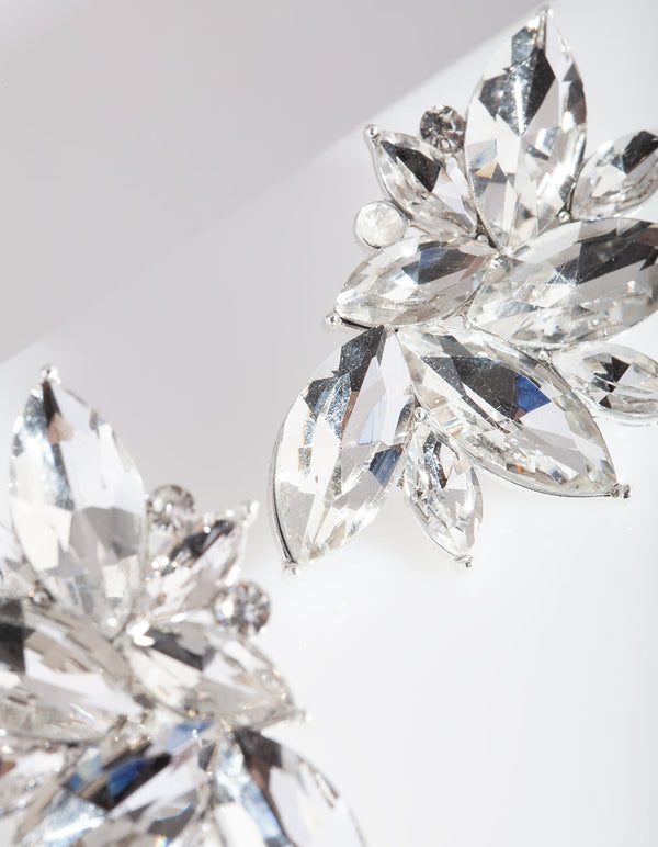 Diamante Fan Stud Earrings