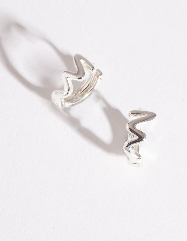 Silver Zig Zag Huggie Earrings