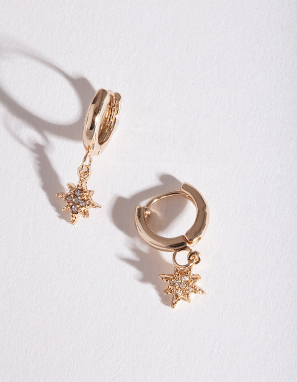 Star and Diamante Huggie Earrings