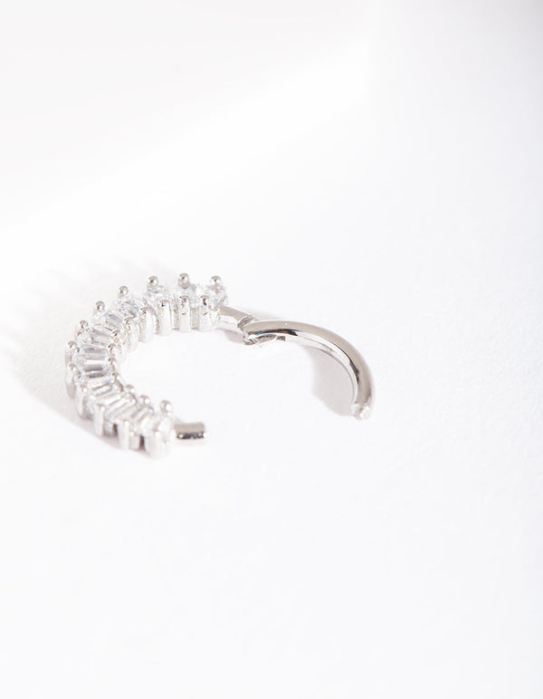 Silver Gem Lined Clicker Earring