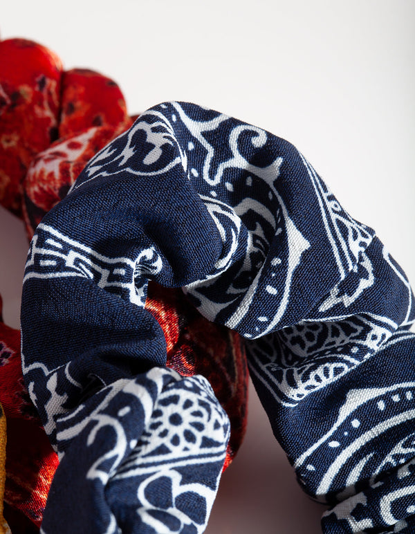Multi Paisley Print Scrunchie Pack