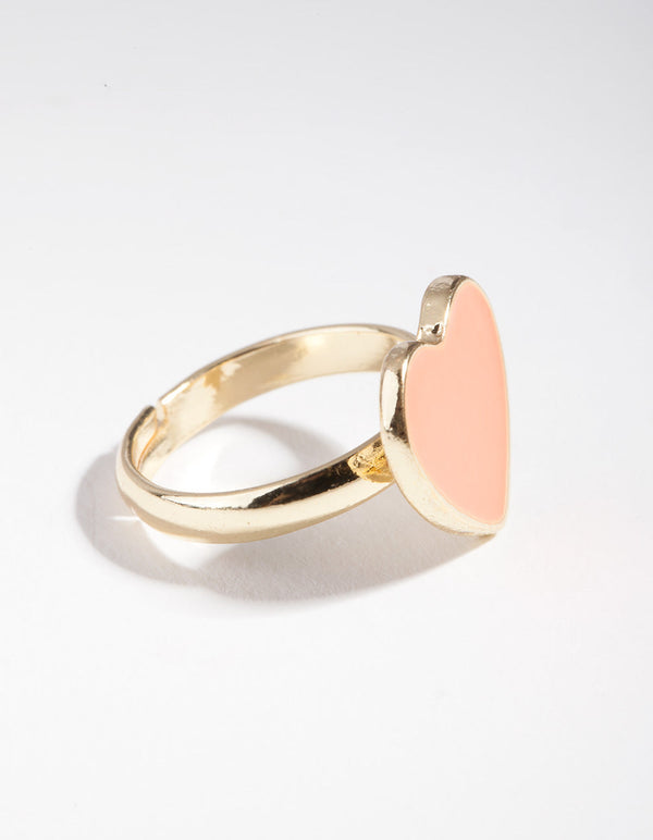 Kids Orange Neon Heart Ring