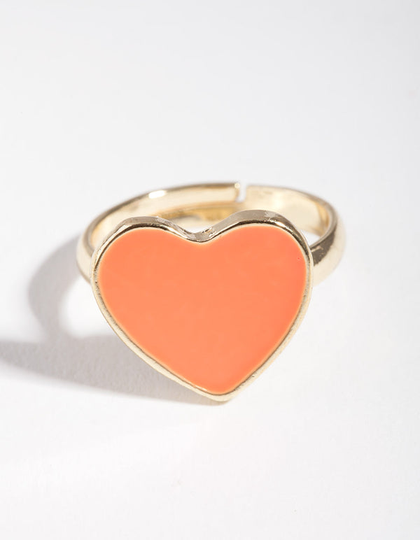 Kids Orange Neon Heart Ring