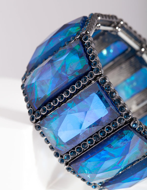 Blue Gunmetal Foil Stone Bracelet