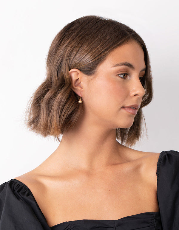 Gold Plated Sterling Silver Sun Hoop Earrings