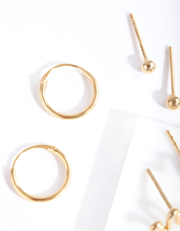 Gold Plated Sterling Silver Snake Hoop Earring 3 Pack