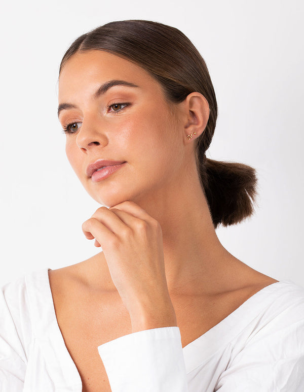 Gold Plated Sterling Silver Snake Hoop Earring 3 Pack