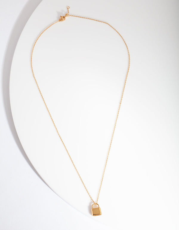 Gold Plated Sterling Silver Padlock Necklace