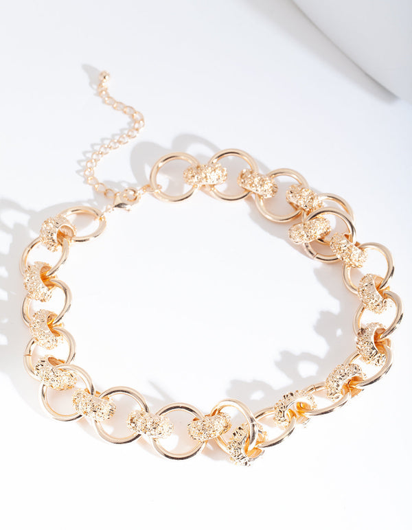 Gold Crater Link Necklace