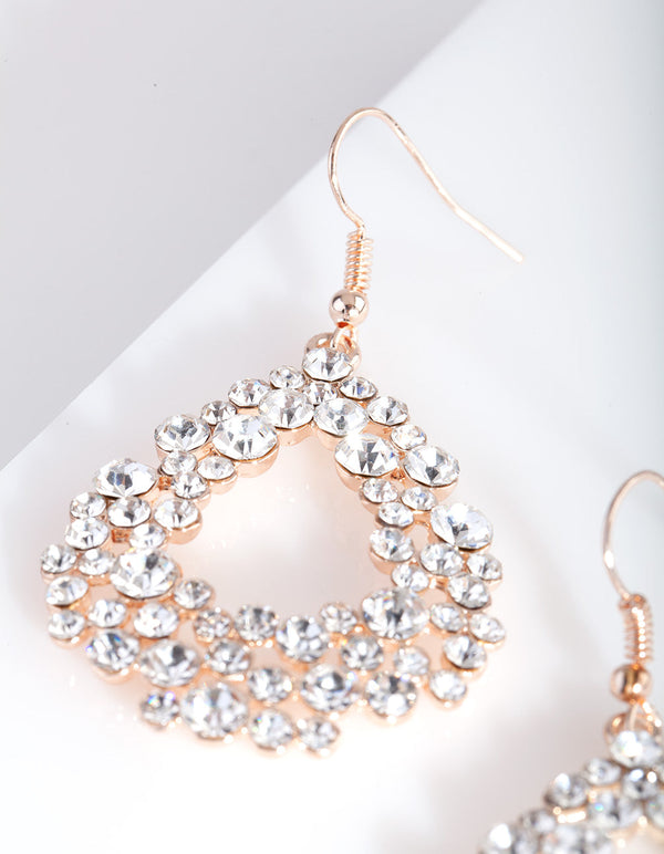 Rose Gold Diamante Teardrop Earrings