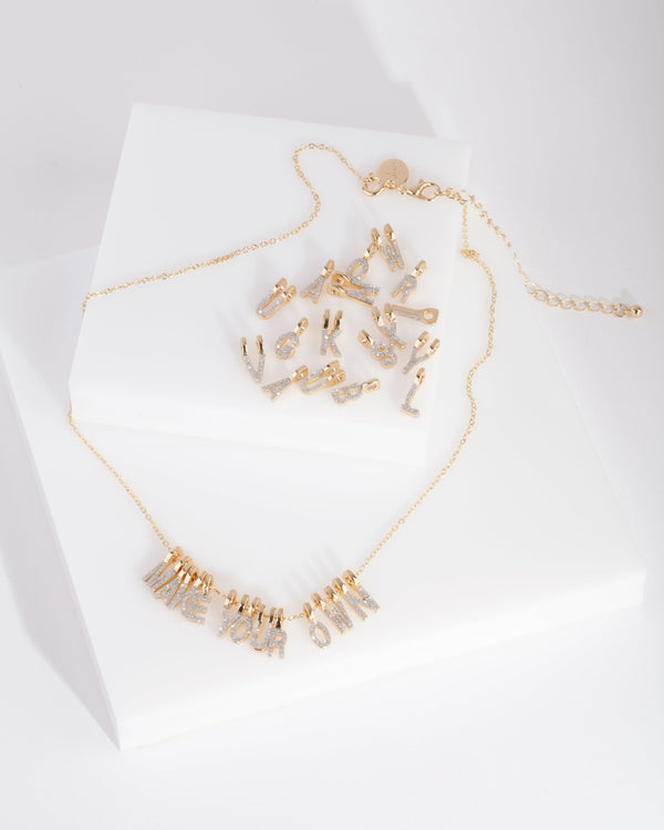Kids Gold Glitter Make Your Own Enamel Letter Necklace