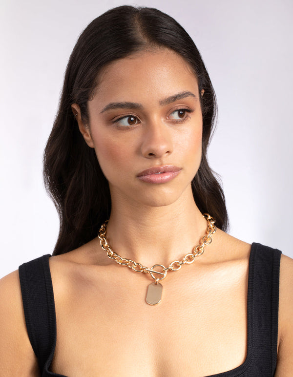 Thick Gold Chain Pendant Necklace
