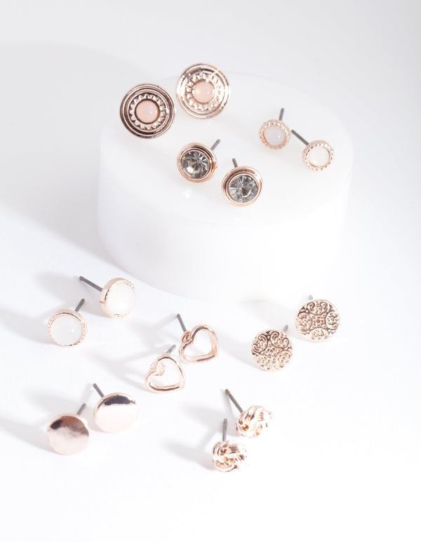 Rose Gold Big Stud Ear Pack