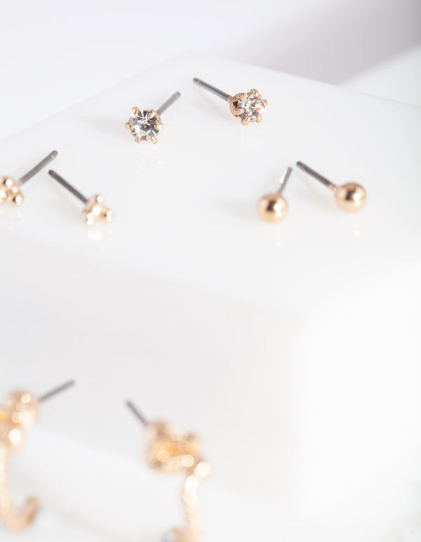 Gold Essential Snake Earring Stud Pack
