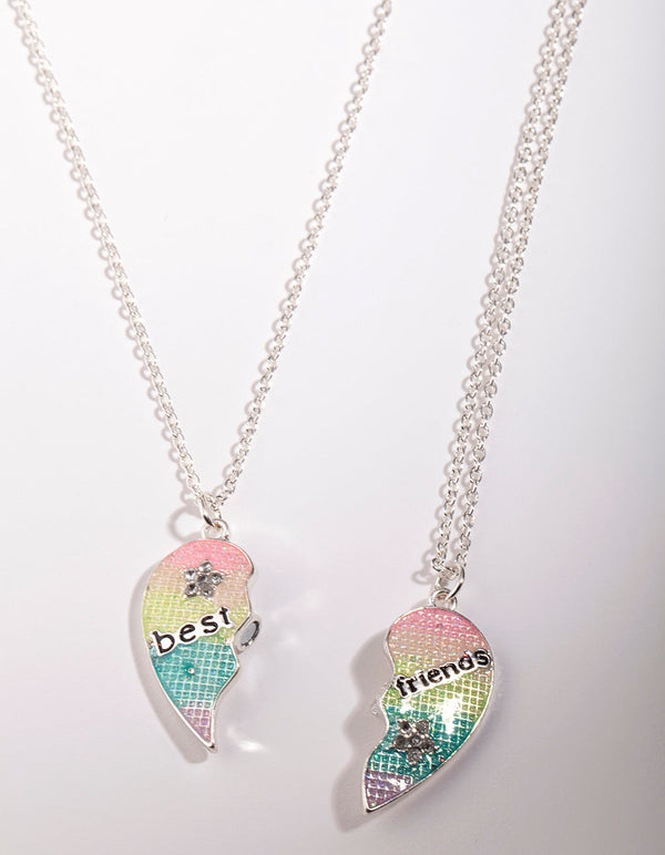 Kids Silver BFF Heart Necklace
