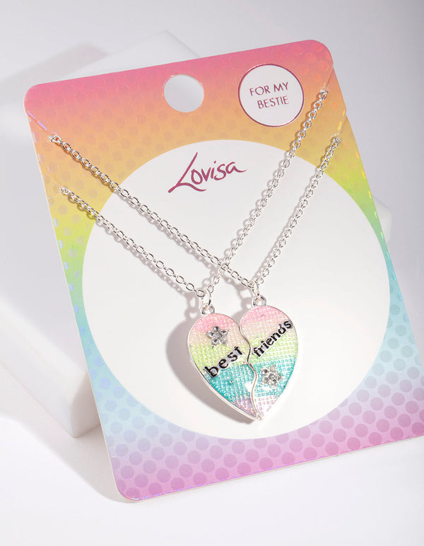 Kids Silver BFF Heart Necklace
