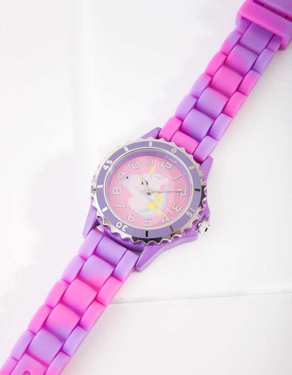 Kids Purple Unicorn Silicon Strap Watch