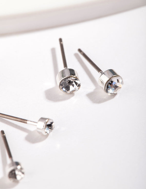 Silver Cubic Zirconia Circle 3 Pack