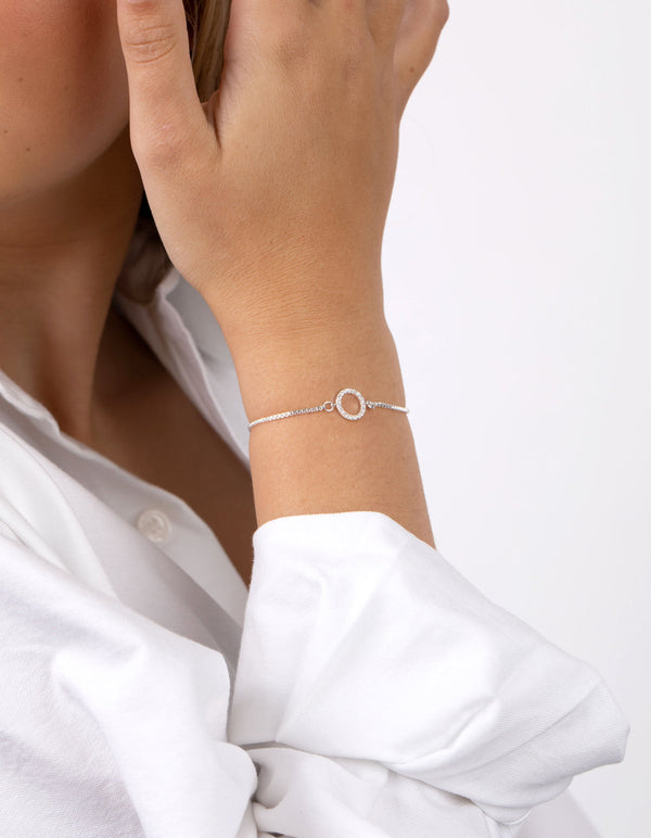 Silver Cubic Zirconia Circle Bracelet