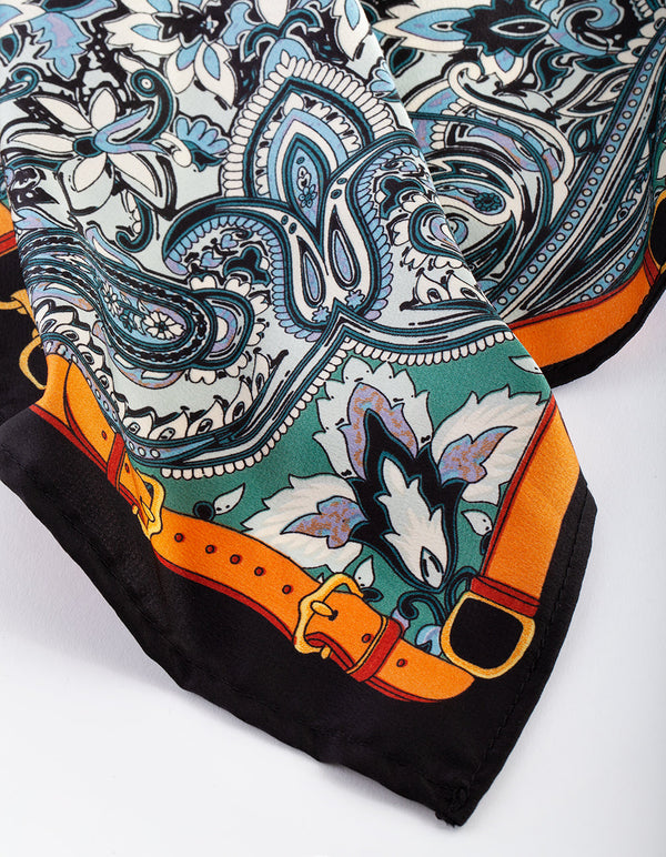 Luxe Multi Print Blue Green Scarf