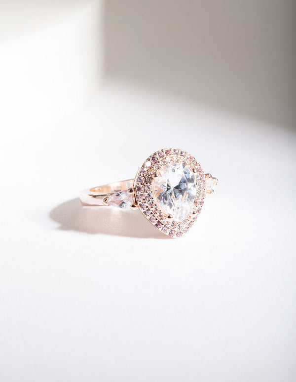Rose Gold Cubic Zirconia Teardrop Ring