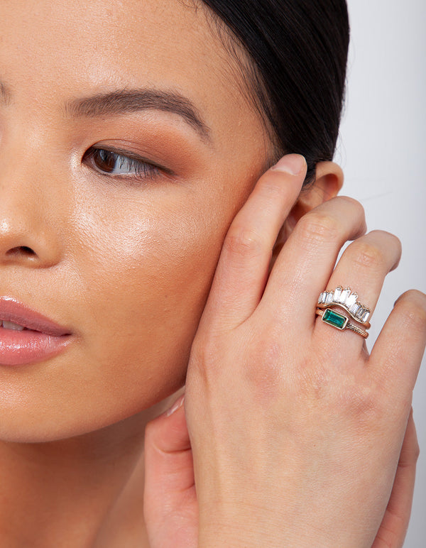 Gold Glam Stone Ring Stack