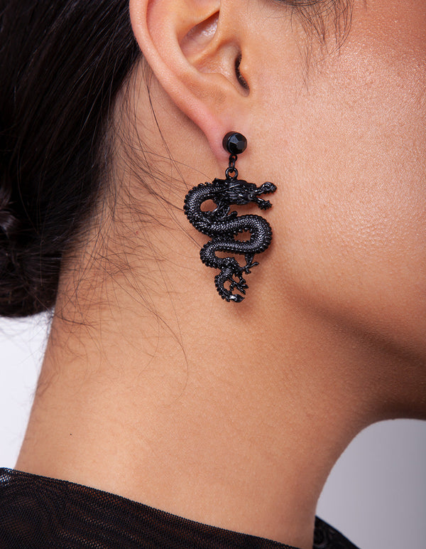 Black Mini Dragon Earrings