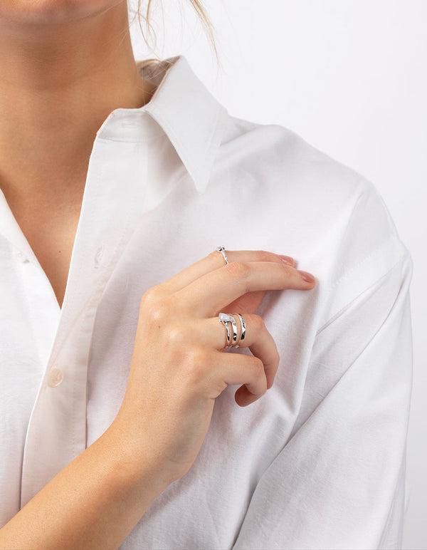 Silver Mixed Synthetic Opal Ring Pack