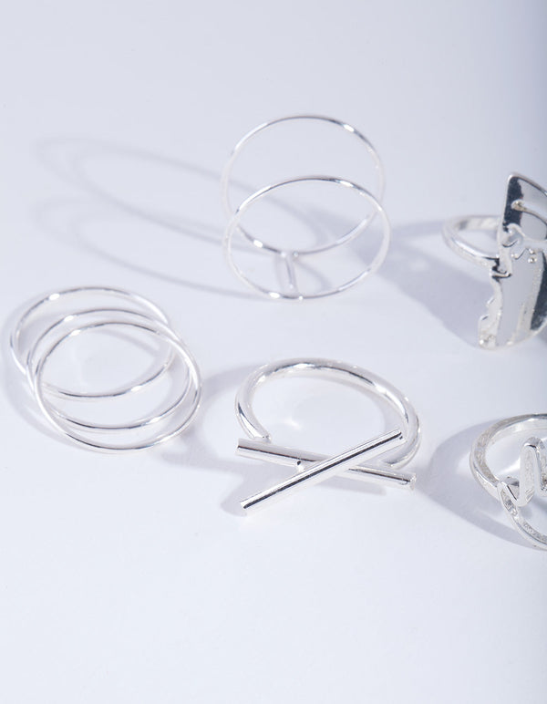 Silver Mixed Body Ring Pack