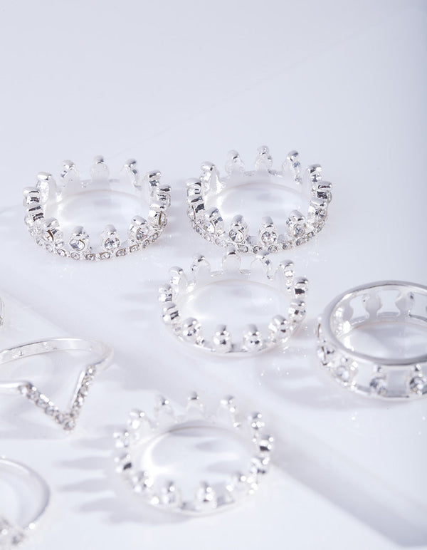 Silver Royal Diamante Ring Pack