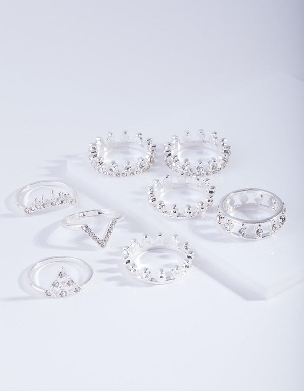 Silver Royal Diamante Ring Pack