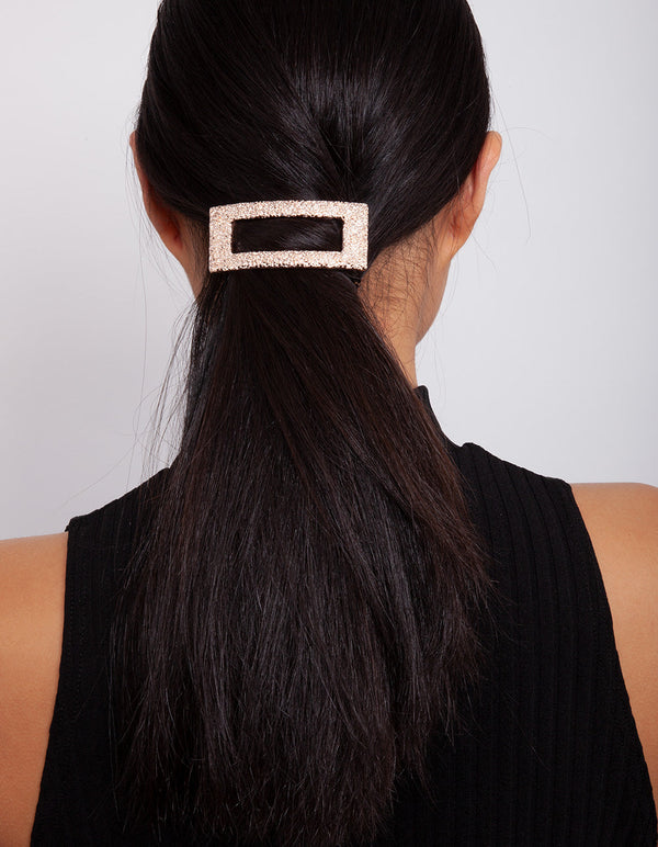 Rose Gold Cut-Out Rectangle Texture Hair Clip