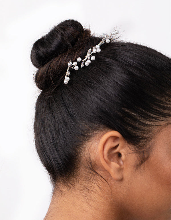 Silver Dainty Navette Hair Piece