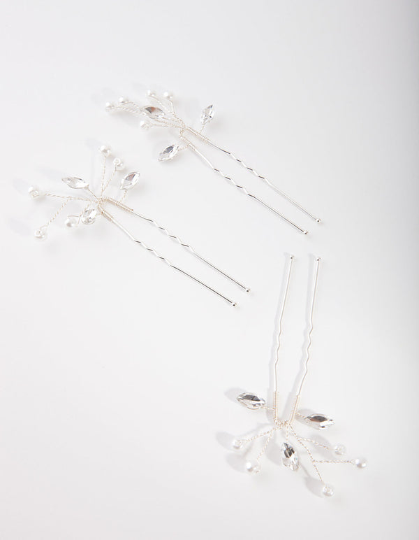 Silver Dainty Navette Hair Piece