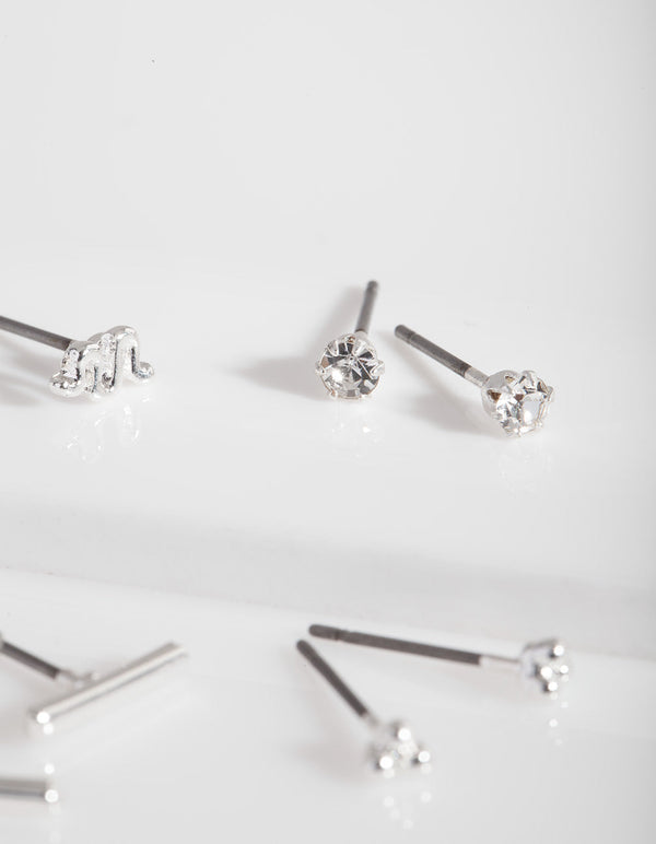 Silver Micro Snake Earring Pack