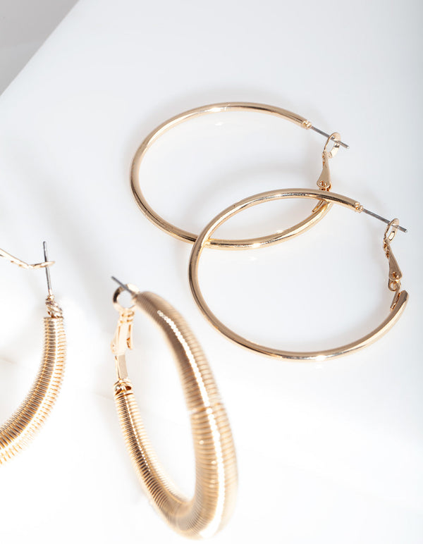 Gold Spiral Hoop 3 Pack