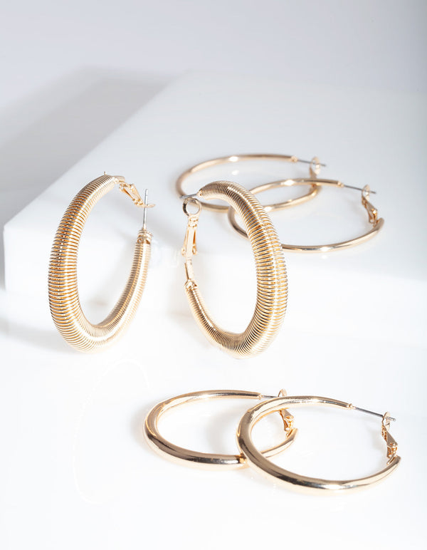 Gold Spiral Hoop 3 Pack