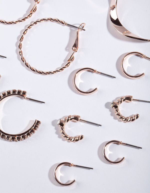 Rose Gold Multi Hoop Earring 6 Pack
