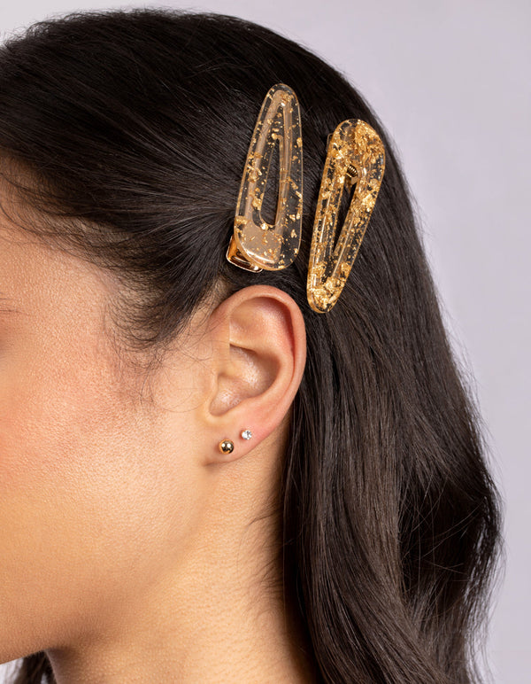 Gold Speckled Hair Clip 2 Pack