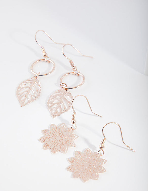 Rose Gold Filigree Earring 2 Pack