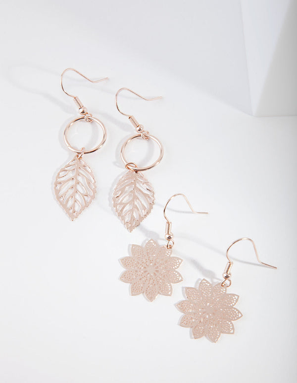 Rose Gold Filigree Earring 2 Pack