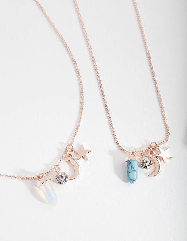 Rose Gold Celestial Necklace 2 Pack