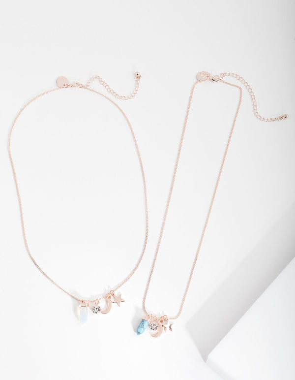 Rose Gold Celestial Necklace 2 Pack