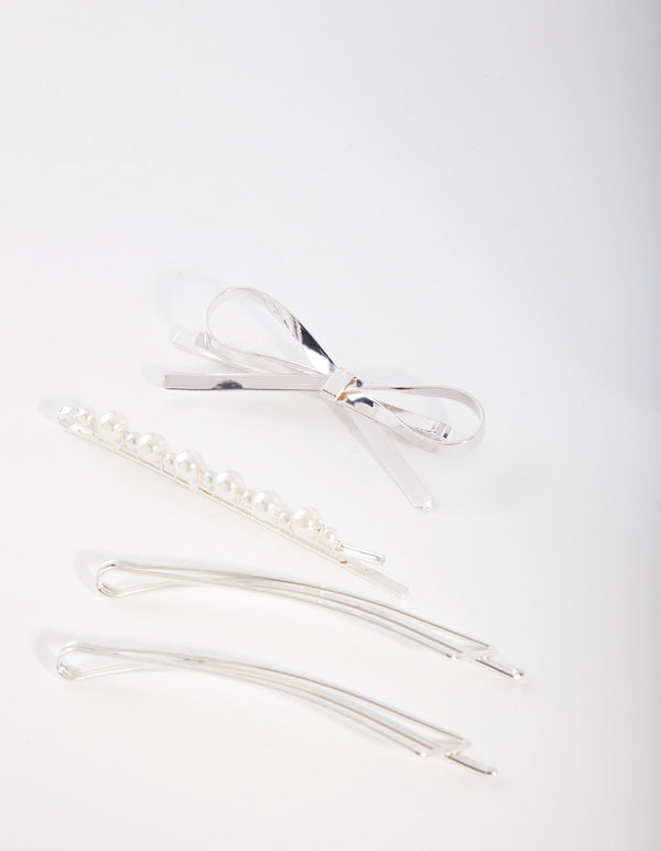 Mix & Match Pearl i spinki do włosów z kokardką, zestaw 4 sztuk