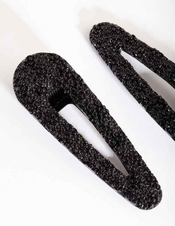 Black Textured Hair Clip 2 Pack
