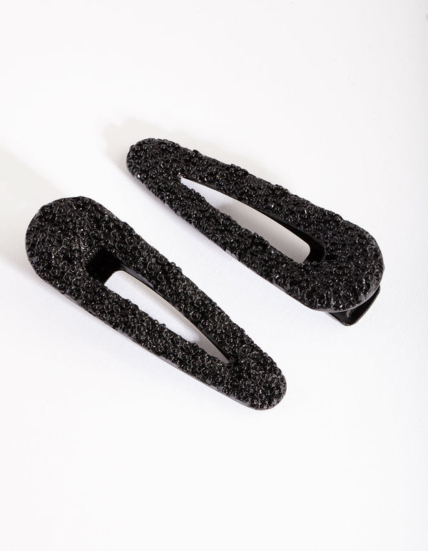 Black Textured Hair Clip 2 Pack